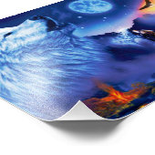 Eine Gruppe Wölfe in einer dunklen Nacht Fotodruck (Ecke)