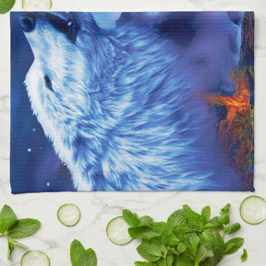 Eine Gruppe Wölfe in einer dunklen Nacht Geschirrtuch (Gefaltet)