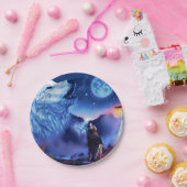 Eine Gruppe Wölfe in einer dunklen Nacht Pappteller (Party)