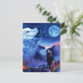 Eine Gruppe Wölfe in einer dunklen Nacht Postkarte (Stehend Vorderseite)