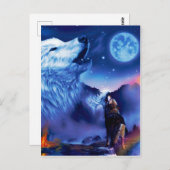 Eine Gruppe Wölfe in einer dunklen Nacht Postkarte (Vorne/Hinten)