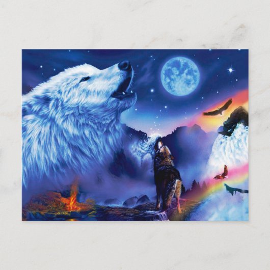 Eine Gruppe Wölfe in einer dunklen Nacht Postkarte (Vorderseite)