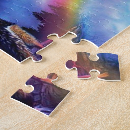 Eine Gruppe Wölfe in einer dunklen Nacht Puzzle (Seite)