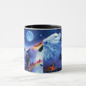 Eine Gruppe Wölfe in einer dunklen Nacht Tasse (Zentrum)