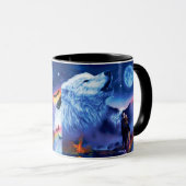 Eine Gruppe Wölfe in einer dunklen Nacht Tasse (VorderseiteRechts)