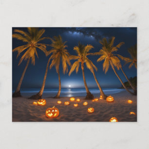 Eine gruselige Halloween-Party am Strand Feiertagspostkarte