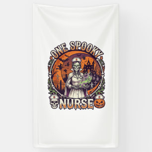 Eine Gruselige Krankenschwester Halloween Skelett Banner
