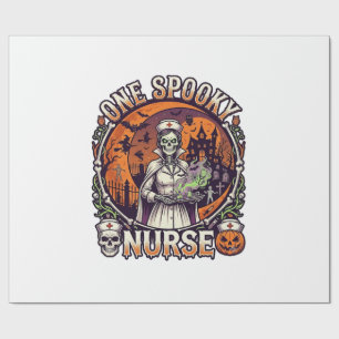Eine Gruselige Krankenschwester Halloween Skelett  Geschenkpapier