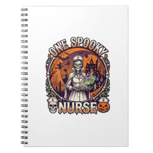 Eine gruselige Krankenschwester Halloween Skelett  Notizblock