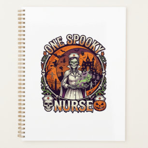 Eine Gruselige Krankenschwester Halloween Skelett Planer