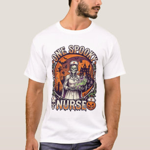 Eine gruselige Krankenschwester Halloween Skelett T-Shirt