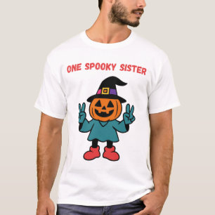 Eine gruselige Schwester Halloween-Kürbis-Hexe Cus T-Shirt