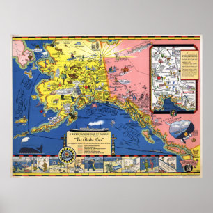 Eine gut gepflegte Karte von Alaska Poster