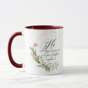 Eine gute Arbeit, rosa Tulpenrahmen  Tasse