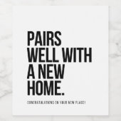 Eine gute Partnerschaft mit einem neuen Zuhause, e Weinetikett (Einzelnes Label)