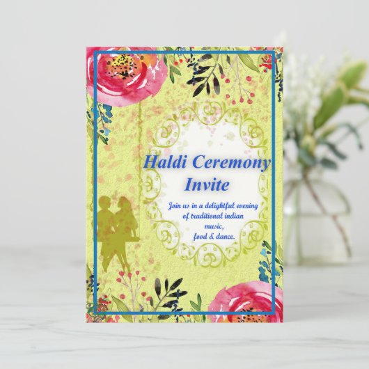 Eine Haldi-Zeremonie einladen. Save The Date (Stehend Vorderseite)