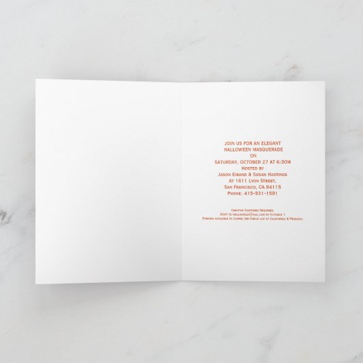 Eine Halloween-Maskerade! Gewohnheit lädt ein Einladung (Innenseite)