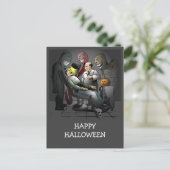 Eine Halloween-Nacht beim Zahnarzt Postkarte (Stehend Vorderseite)