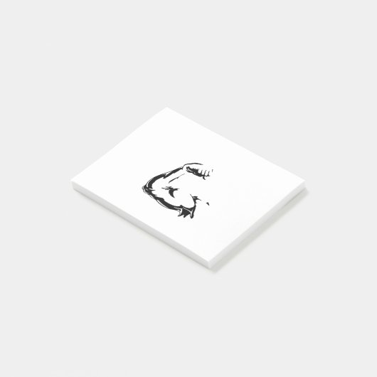Eine Hand biceps Post-it Klebezettel (angewinkelt)