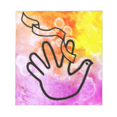 Eine Hand in Form einer Friedenstaube Notizblock (Vorderseite)