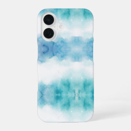 Eine Handyhülle mit einem blau-weißen Aquarell iPhone 16 Hülle