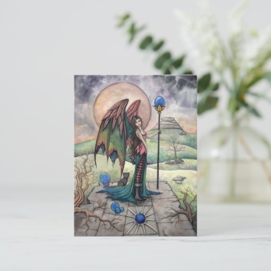 Eine Harvest Moon Fantasy Gothic Fairy Art Postkarte (Stehend Vorderseite)