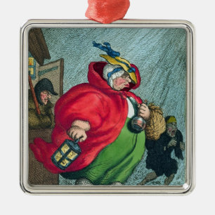 Eine Hebamme, die zu einer Arbeit, 1811 geht Silbernes Ornament