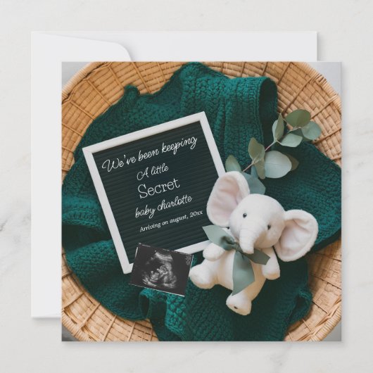 Eine heimelige neutrale Korbschwangerschaft Einladung (Vorderseite)