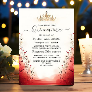 Eine heiße rosa Krone Tiara Black Lace Red Quincea Einladung
