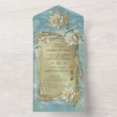 Eine hellblaue Palette vor einem Kupfer/Bronz All In One Einladung (Innen Boden)