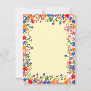 Eine helle, farbenfrohe Blumengrenze Postkarte