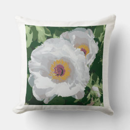 Eine helle, weiße Pony auf Kissen werfen.