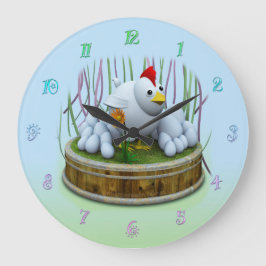 Eine Henne mit vielen Eiern Große Wanduhr