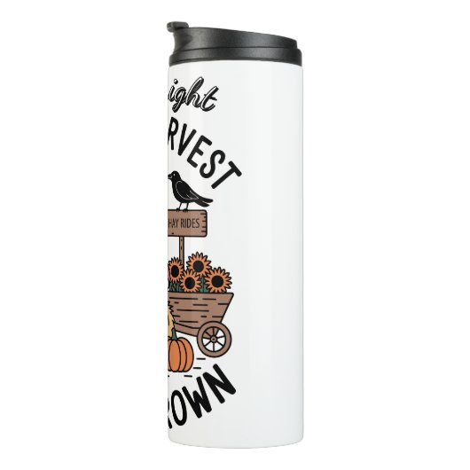 Eine Herbstgnome- und Ernteszene Thermosbecher (Nach rechts gedreht)