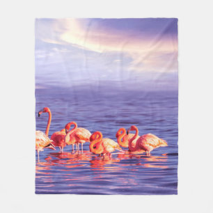 Eine Herde von schönen rosa Flamingos gegen eine P Fleecedecke