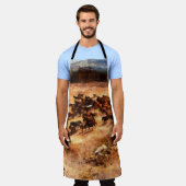 Eine Herde wilder Laufpferde. Künstlerische Arbeit Schürze (Getragen)