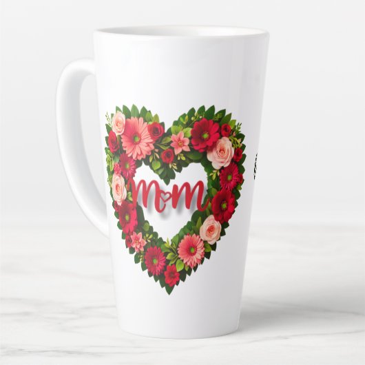 Eine herzförmige Mama von Blume Latte Tasse (Linke Ecke)