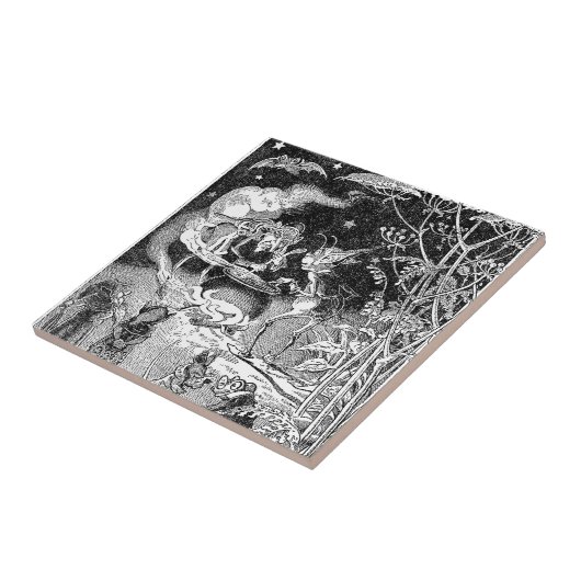 Eine Hexe braut für Waldfreunde Fliese (Seite)