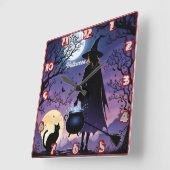 Eine Hexe braut Tränke unter Vollmond Quadratische Wanduhr (Winkel)