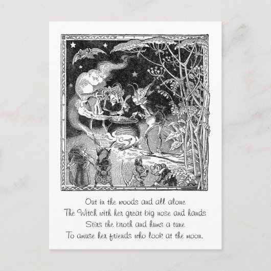 Eine Hexe bricht für Waldfreunde Postkarte (Vorderseite)