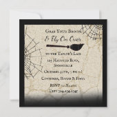 Eine Hexe und ein Vollmond-Halloween-Party Einladung (Rückseite)