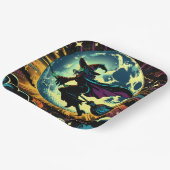 Eine Hexe und ein Vollmond-Halloween-Party Pappteller (Gewinkelt)