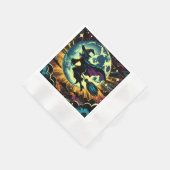 Eine Hexe und ein Vollmond-Halloween-Party Serviette (Ecke)