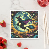 Eine Hexe und ein Vollmond-Halloween-Party Serviette (Beispiel)
