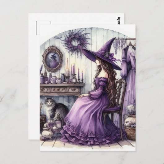 Eine Hexe und ihre Katze Postkarte (Vorne/Hinten)