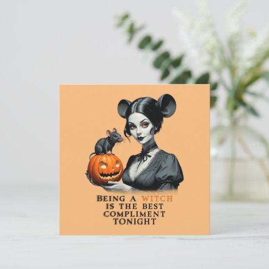 Eine Hexe zu sein ist heute Abend das beste Kompli Einladung (Stehend Vorderseite)