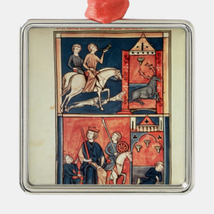 Eine Hirschjagd und ein König Silbernes Ornament