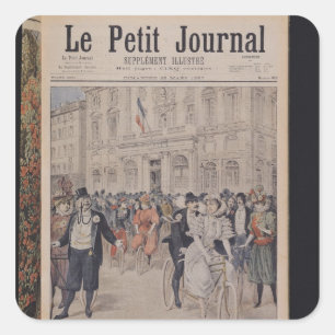 Eine Hochzeit auf einem Fahrrad Quadratischer Aufkleber