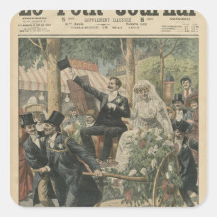 Eine Hochzeit auf einem Handkarren Quadratischer Aufkleber