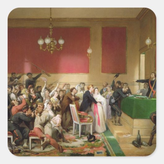 Eine Hochzeit unter der Pariser Kommune von 1871 Quadratischer Aufkleber (Vorderseite)